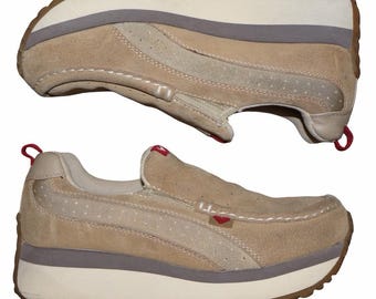 Y2K Roxy Rambler Leather Chunky Platform Slip On Sneakers Womens 8