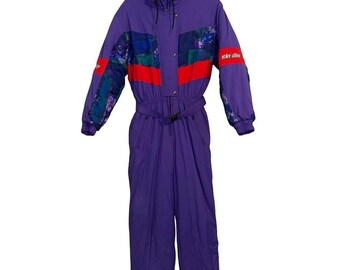 Vintage 80s Ski-Doo Bombardier Women's belted Ski Suit. Size Medium