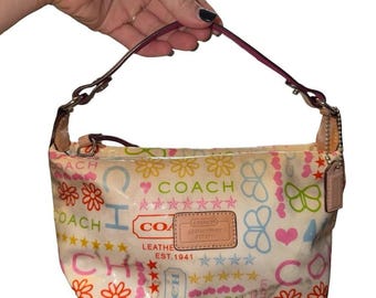 Y2K Coach Mini Baguette Shoulder bag. vinyl flower butterfly print