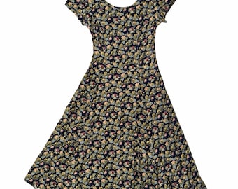 Vintage jaren 90 Cottage kern E.D. Michael's gebloemde midi-jurk van rayon, maat 7/8