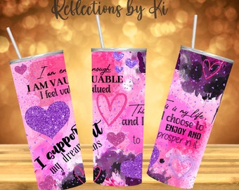 Tumbler wrap Sublimation Best-seller, Affirmations positives 20 oz Skinny Tumbler, Télécharger PNG Instant DIGITAL SEULEMENT, #Valuable