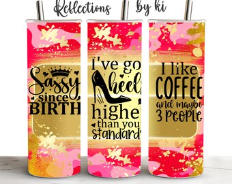 Conceptions de gobelets à sublimation, enveloppements de gobelets populaires, Black Girl Tumbler Wrap, #Sassy Queen