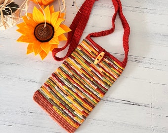 Crochet Crossbody Phone Bag: Colorful Cotton Cellphone Purse