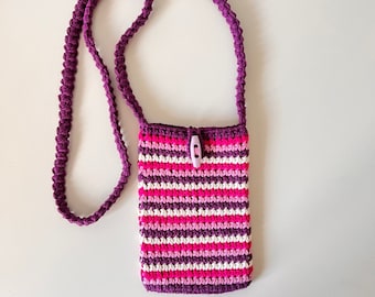 Crochet Phone Pouch: Boho Cotton Cellphone Bag with Strap