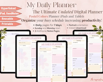 Ipad Planner, Digital Planner, Ultimate Planner, Daily Planner, Productivity, Undated, Goodnotes, Hyperlinked, Printable, Instant download