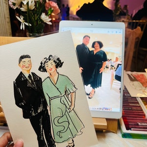 Live Guest Portrait, Live Guest watercolor Painting, Live Wedding sketch, Live Portrait Painting, Wedding Painting, Arizona Guest Painting