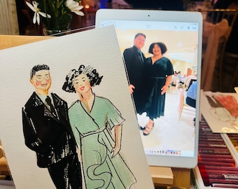 Live Guest Portrait, Live Guest watercolor Painting, Live Wedding sketch, Live Portrait Painting, Wedding Painting, Arizona Guest Painting