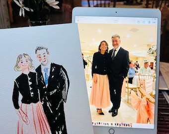 Live Guest Portrait, Live Guest watercolor Painting, Live Wedding sketch, Live Portrait Painting, Wedding Painting, Arizona Guest Painting