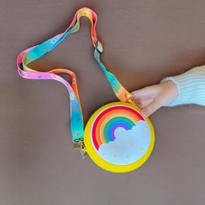 Sac à bandoulière Rainbow Donut pour filles - Mini sac à bandoulière en silicone - Joli portefeuille pour enfants - Cadeau parfait