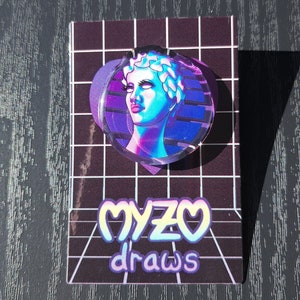 Vaporwave statue aesthetic pin, rainbow glitch aesthetic accesory