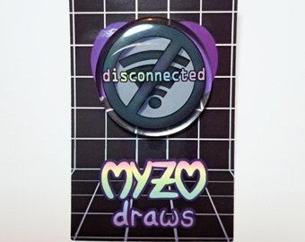 Rainbow Wifi Disconnected Acrylic Pin, Vaporwave Aesthetic