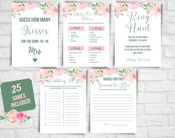 Bridal Shower Games | Printable Bridal Shower Games | Floral Wedding Shower Games | Bridal Party Games Bundle | Bride or Groom | Wedding