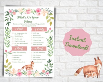 What's On Your Phone Game | Printable Baby Shower Games | Instant Download | What's On Your Phone Game | Printable