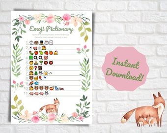 Baby Shower Game Emoji Pictionary | Baby Shower Emoji Pictionary Game | Instant Download | Printable Game | PDF Printable