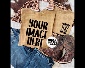 Coyote brown front and back mockup| western mockup | boy mockup | toddler mockup | country mockup