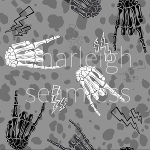 Go little rockstar, boy seamless file, girl seamless file, skeleton graphics, Halloween seamless file