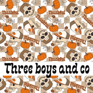 Thankful skully | thanksgiving seamless | boy seamless | fall seamless
