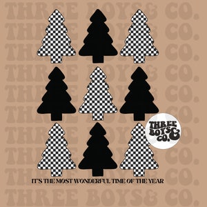 Trendy tree png | checkered Christmas png | trendy png