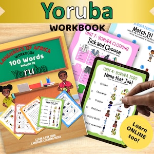 Yoruba 100 palabras Aprendizaje de idiomas africanos Descarga digital LIBRO DE TRABAJO / Hojas de trabajo imprimibles / PDF rellenable