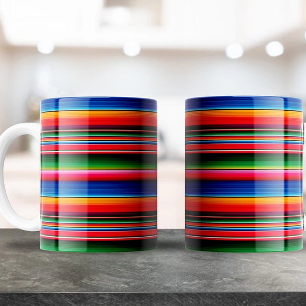Serape Mug Design | For 11oz & 15oz Coffee Mugs | PNG Digital Download | Coffee Mug Sublimation | Mexican Blanket Mug Print