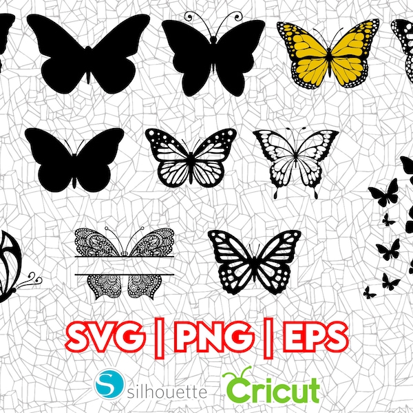 Butterfly Assortment | SVG PNG EPS | Great for T-Shirts, Decals, Stickers and more | Cricut | Layered Vector Files