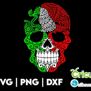 Mexico Skull SVG Files, PNG Dfx, Ideal para camisetas, calcomanías, pegatinas y más, Craft Svg Files, Layered Vector Files, Png Files, Eagle SVG