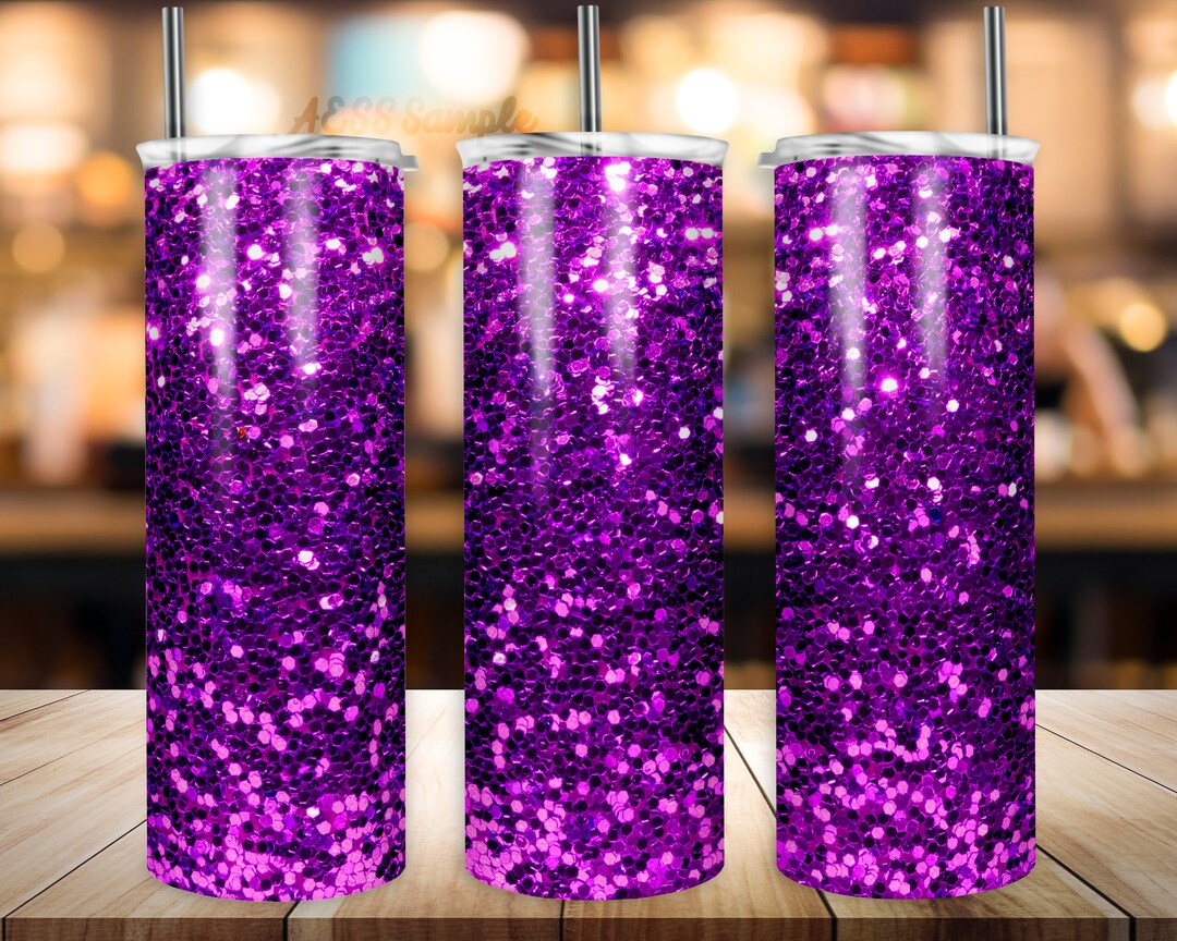 Purple Glitter Tumbler Design 20oz Tumblers Tumbler Wrap Etsy