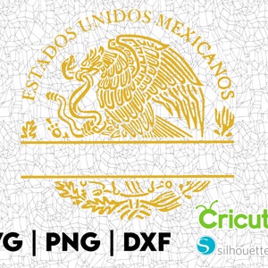 Mexican Eagle Gold Design / PNG SVG DXF / Ideal para camisetas, calcomanías, pegatinas, etc. / Cricut / Layered Vector Files / Tshirt Design / México