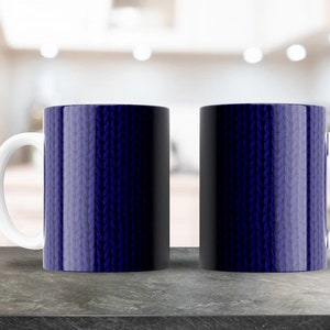 RoyalBlaue Wolltasse Design | Für 11oz & 15oz Kaffeebecher | PNG Digitaler Download | Kaffeetasse Sublimation | Dunkelblaues Webmuster