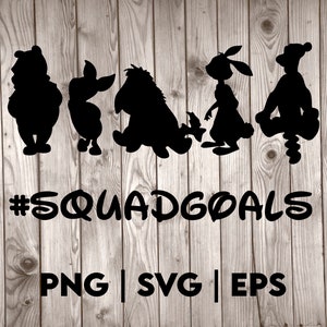 Cartoon Squad Goals Design | PNG SVG EPS | Great for T-Shirts, Decals, Stickers etc | Cricut | Layered Vector Files | Tshirt Design Animals