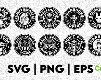 Coffee Cartoon Design Assortment | PNG SVG EPS | Great for T-Shirts, Decals, Stickers etc | Cricut | Layered Vector Files | Tshirt Design
