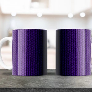 Lila Wolle Tropf Becher Design | Für 11oz & 15oz Kaffeebecher | PNG Digitaler Download | Kaffeetasse Sublimation | Violettes Webmuster