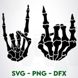 Mãos de esqueleto Svg Design | SVG PNGDXF | Ótimo para camisetas, decalques, adesivos e muito mais | Cricut | Arquivos vetoriais em camadas | Crânio