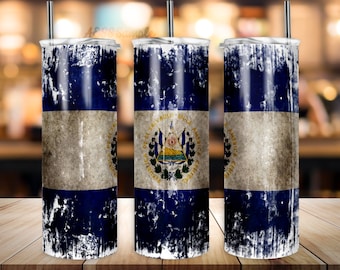 El Salvador Flag Tumbler Design | 20oz Tumblers | Tumbler Wrap | Tumbler Designs | PNG Sublimation Design | Salvadoran