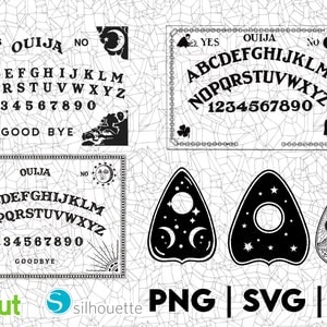 Assortimento di design della tavola Ouija / SVG PNG EPS / Ottimo per magliette, decalcomanie, adesivi e altro ancora / Cricut / File vettoriali a strati / Ouija / Horror