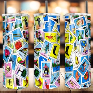 Loteria Jeu de société Tumbler Design | Tumblers 20oz | Tumbler Wrap | Tumbler conçoit | Conception de sublimation PNG | Mexique