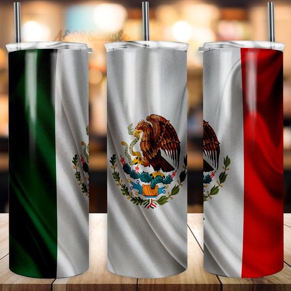 Mexican Flag Tumbler Design | 20oz Tumblers | Tumbler Wrap | Tumbler Designs | PNG Sublimation Design | Spanish