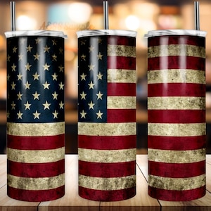 Distressed America Flag Tumbler Design / 20oz Tumblers / Tumbler Wrap / Tumbler Designs / PNG Sublimation Design / USA