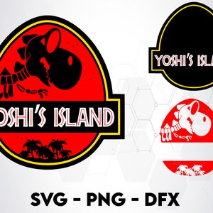 Projeto da Ilha de Yoshi | SVG PNG DFX | Ótimo para camisetas, decalques, adesivos e muito mais | Cricut | Arquivos vetoriais em camadas | Yoshi | Parque jurassico