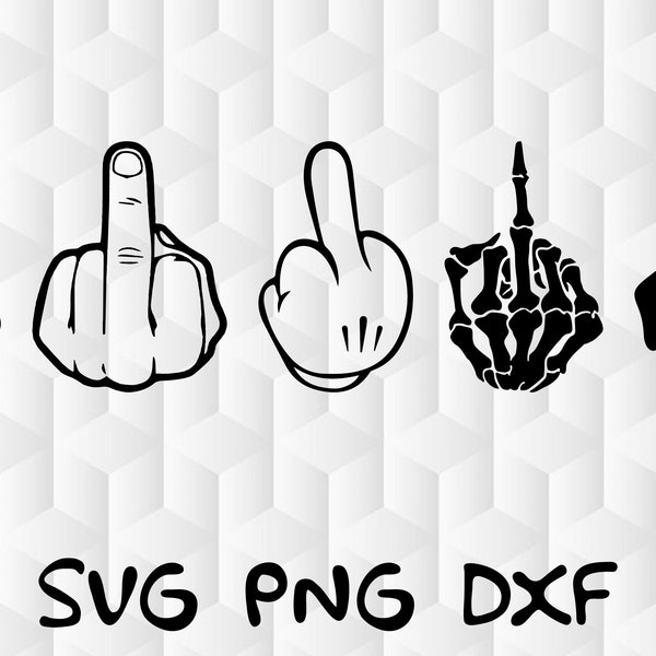 Middle Finger Bundle / SVG PNG DFX / Ottimo per magliette, decalcomanie, adesivi e altro / Cricut / File vettoriali a strati / 5 disegni