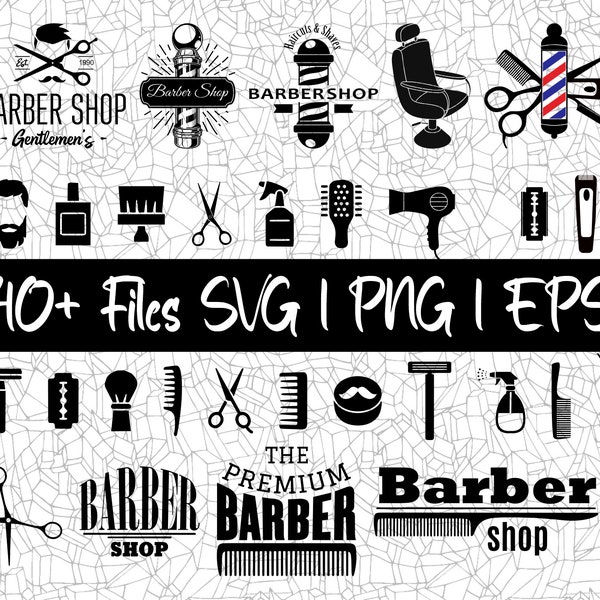 Barbershop Bundle | Svg, Png, Eps | Great for T-Shirts, Decals, Stickers and more | 40+ Designs | Cricut | Layered Vector Files | Barber