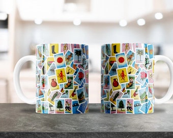 Loteria Mug Design | For 11oz & 15oz Coffee Mugs | PNG Digital Download | Coffee Mug Sublimation | Mexican Board Game | Lottery | Loteria