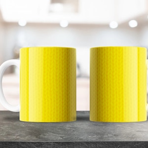 Gelbe Wolle Tropfbecher Design | Für 11oz & 15oz Kaffeebecher | PNG Digitaler Download | Kaffeetasse Sublimation | Gelbes Webmuster