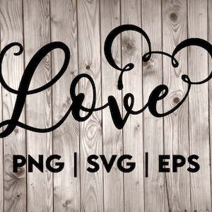 Love Cartoon Design | PNG SVG EPS | Great for T-Shirts, Decals, Stickers etc | Cricut | Layered Vector Files | Tshirt Design | Ears