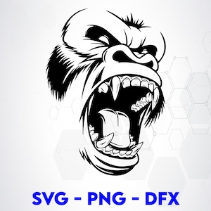 | de conception Gorilla Svg SVG PNG DXF | Idéal pour les t-shirts, les décalcomanies, les autocollants et plus encore | Cricut | fichiers vectoriels en couches | Animaux