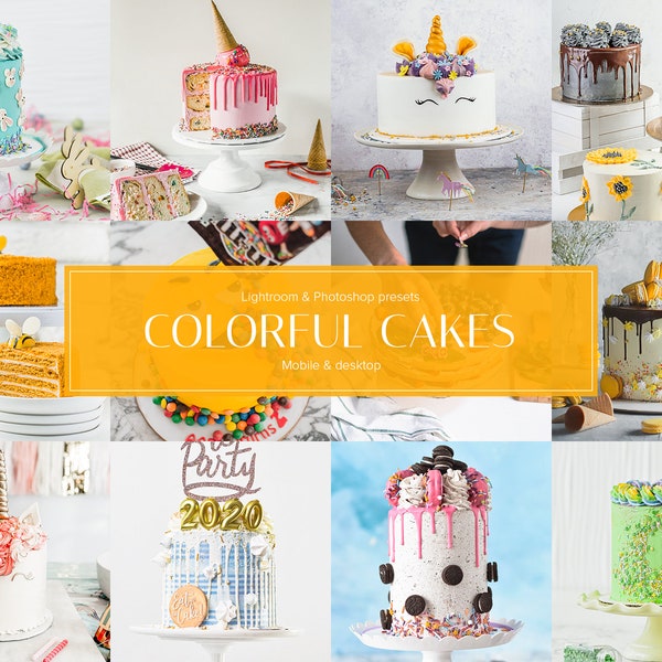 10 Colorful Cakes Mobile and Desktop Lightroom + Photoshop Presets | Influencer preset | Blogger Preset | Food Blogger