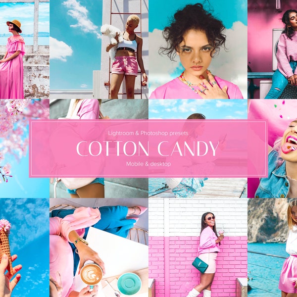 10 Cotton Candy Mobile and Desktop Lightroom + Photoshop Presets | Pink Pastel | Influencer preset | Blogger Preset