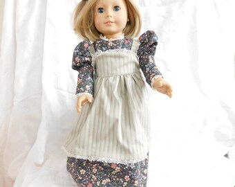 Vintage Style Dress  with Pinafore for  American Girl Dolls
