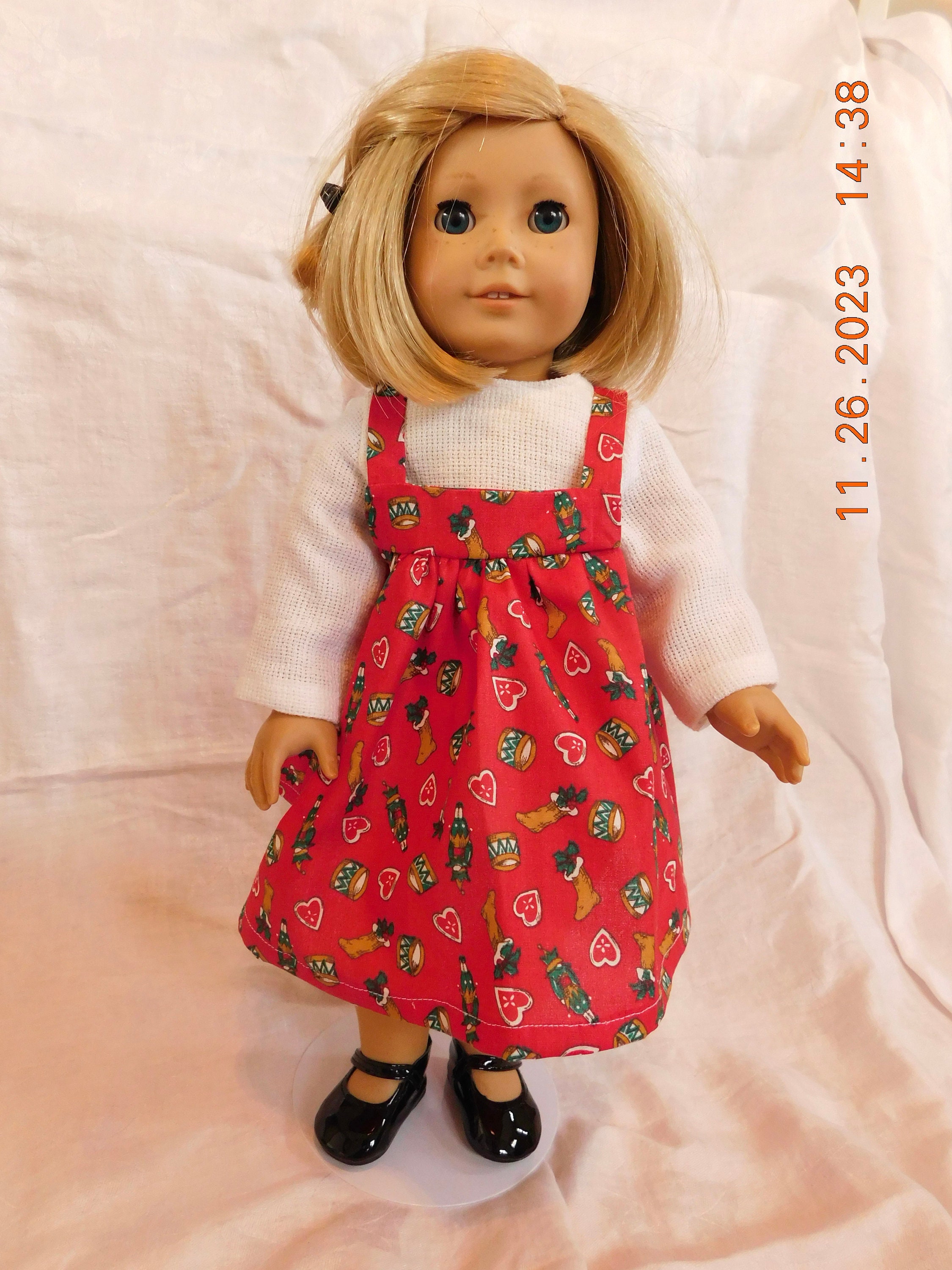 american girl doll christmas dress Amazon.com: Playtime by Eimmie 18 Inch Doll Clothes and Accessories - Christmas Holiday Dress with Matching Santa Hat & Shawl - Clothing Sets & Stuff