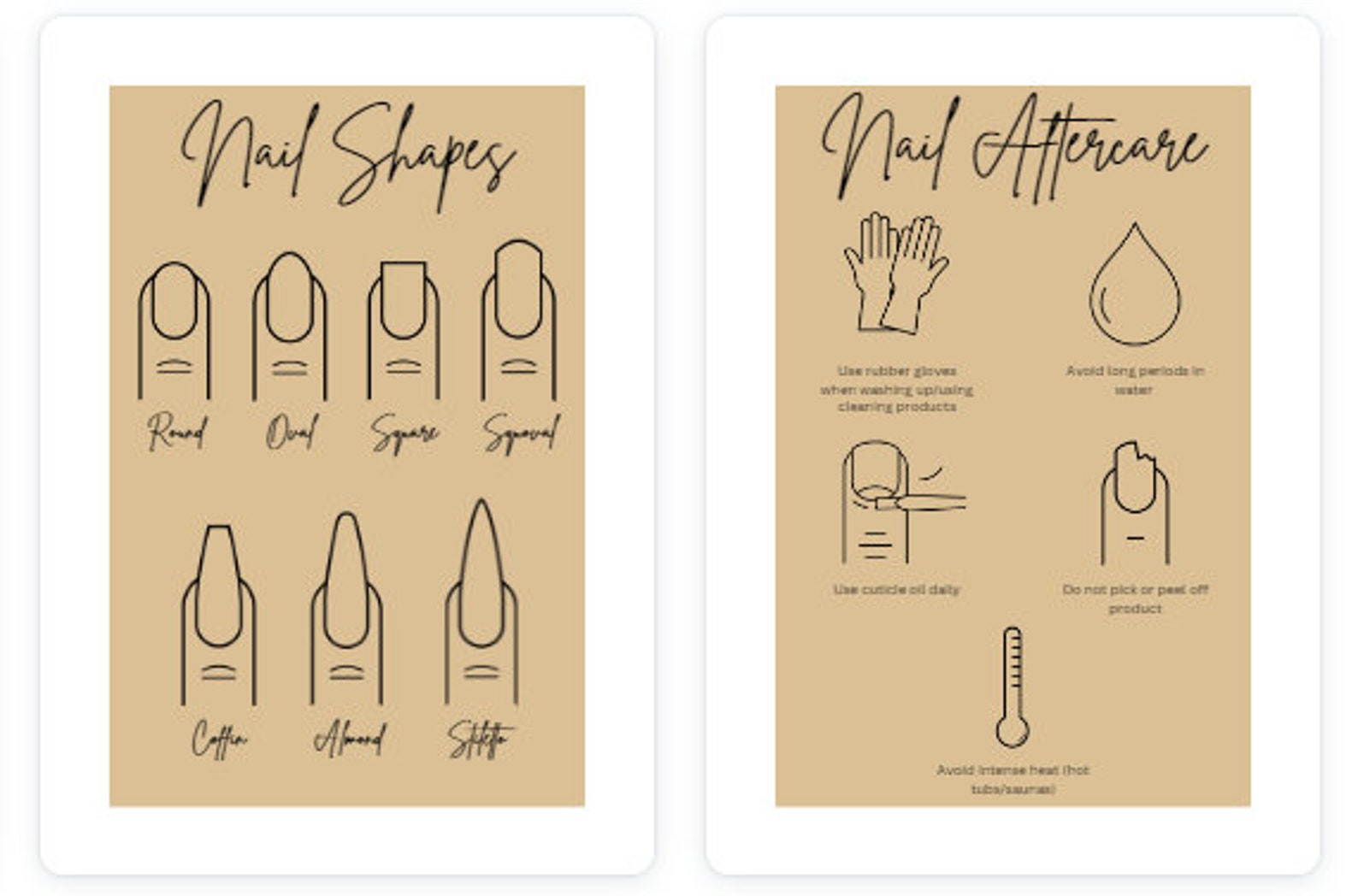 Nail Tech Paper DIGITAL DOWNLOAD Nail Tech Print / Nail Salon Print / Nail Shapes Print ...